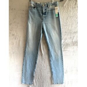 NWT‎ Good American High Rise Straight Leg Jeans Distressed Slit 8/29 MSRP 155